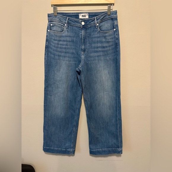 PAIGE Nellie Culotte High Rise Wide Leg Jean Snow Bunny Size 30 - Picture 4 of 11